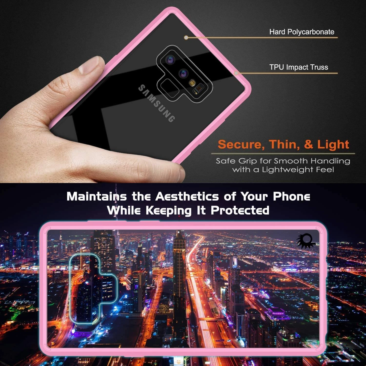 Galaxy Note 9 Case, PUNKcase [LUCID 2.0 Series] [Slim Fit] Armor Cover W/Integrated Anti-Shock System [Pink] - Image 4