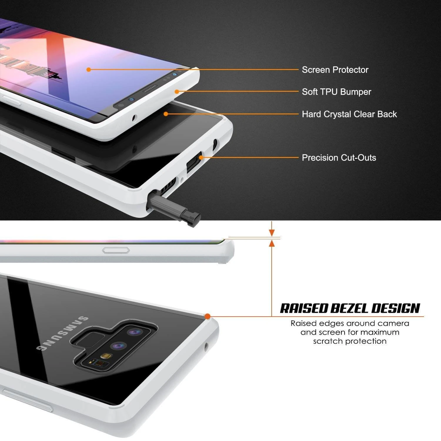 Galaxy Note 9 Case, PUNKcase [LUCID 2.0 Series] [Slim Fit] Armor Cover W/Integrated Anti-Shock System [White] - Image 3