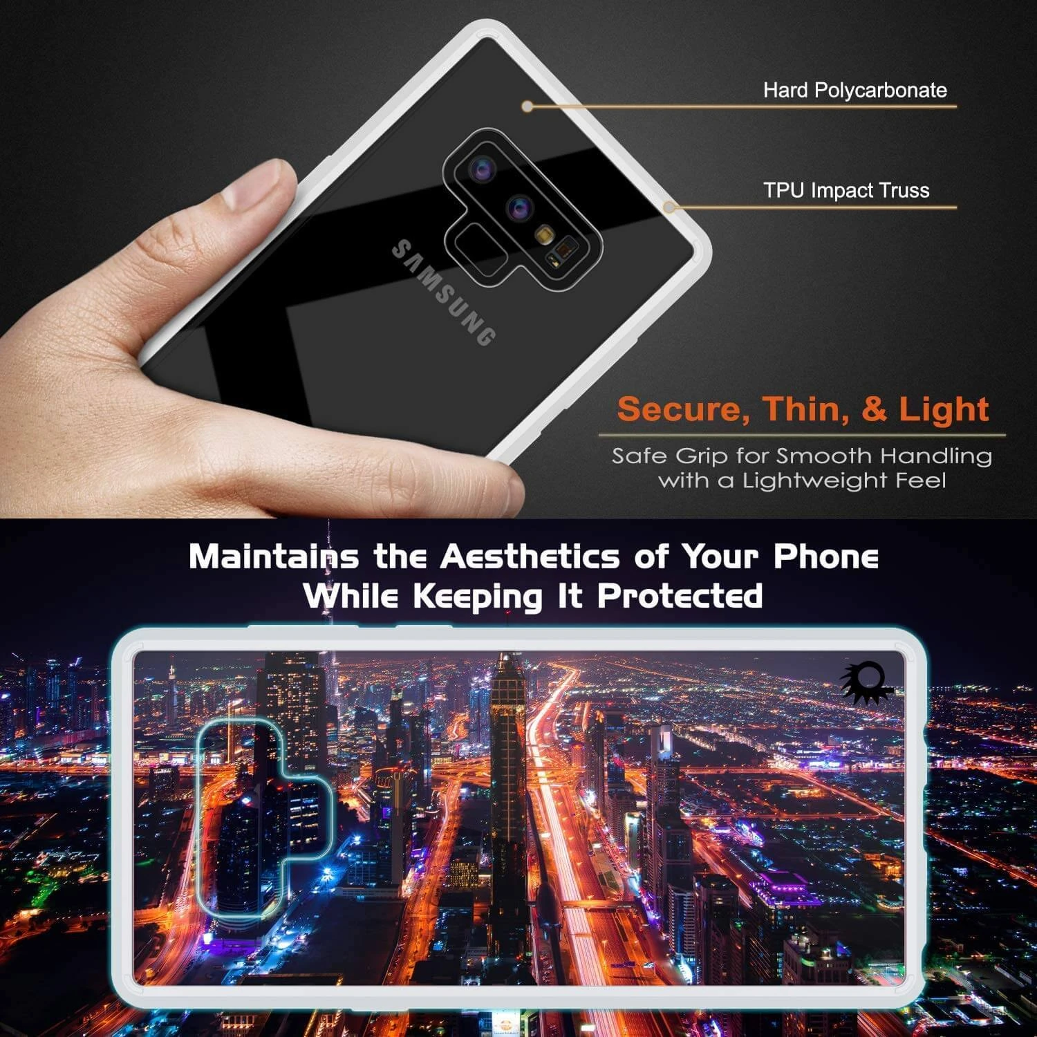 Galaxy Note 9 Case, PUNKcase [LUCID 2.0 Series] [Slim Fit] Armor Cover W/Integrated Anti-Shock System [White] - Image 4