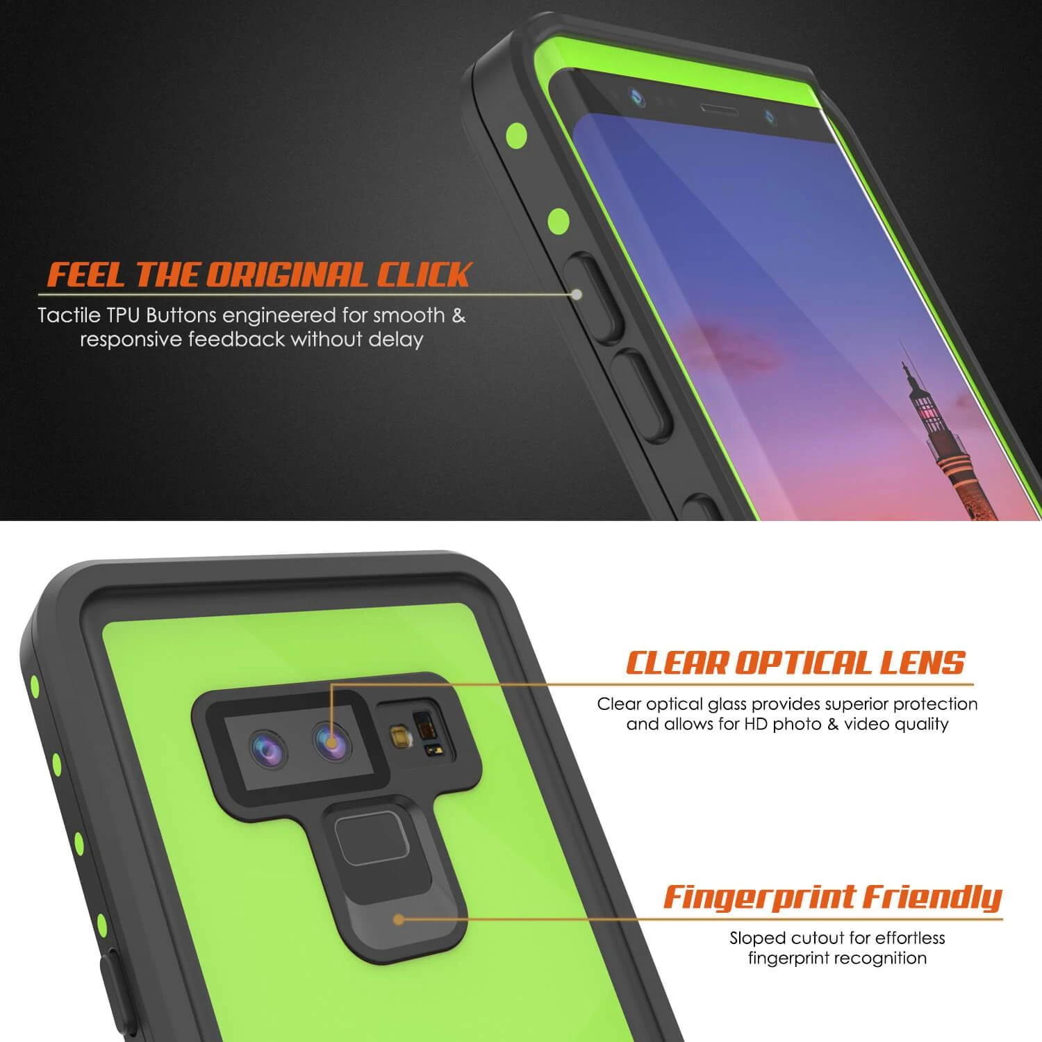 Galaxy Note 9 Waterproof Case PunkCase StudStar Light Green Thin 6.6ft Underwater ShockProof - Image 2
