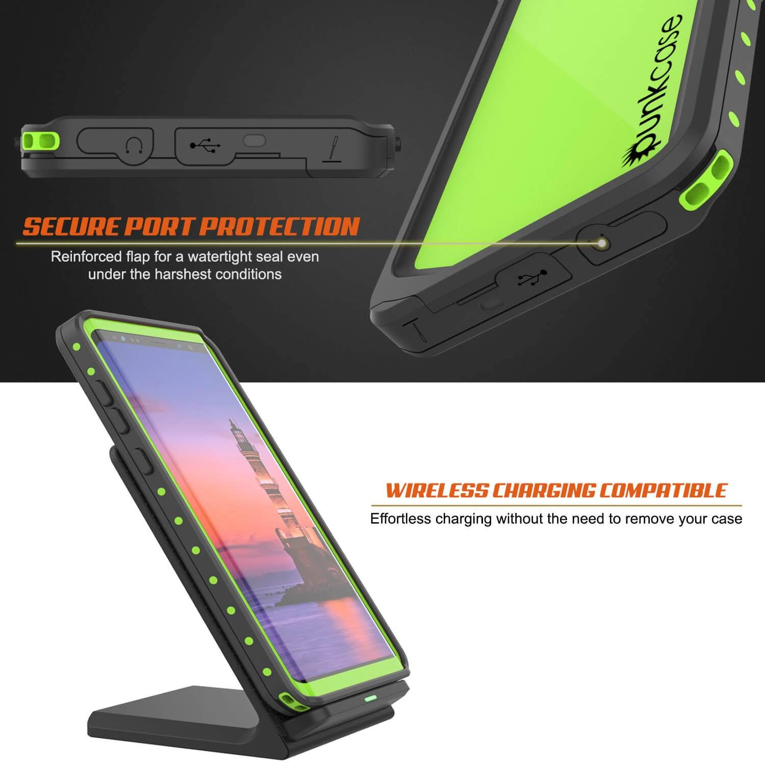 Galaxy Note 9 Waterproof Case PunkCase StudStar Light Green Thin 6.6ft Underwater ShockProof - Image 5