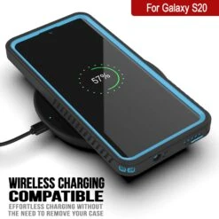 Galaxy S20 Water/Shock/Snow/dirt Proof [Extreme Series] Slim Case [Light Blue] -Phone Vibe Shop galaxy s20 waterproof case punkcase extreme series slim fit ip68 certified shockproof snowproof dirproof armor cover w built in screen protector for samsung galaxy s20 blue 3