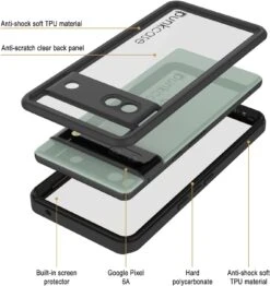 Google Pixel 6a Waterproof IP68 Case, Punkcase [Black] [Extreme Series] [Slim Fit] -Phone Vibe Shop google pixel 6a waterproof case punkcase studstar series ultra slim fit ip68 certified 6 6 ft shockproof dirtproof snowproof dustproof military grade armor cover scratch resistant 3 d