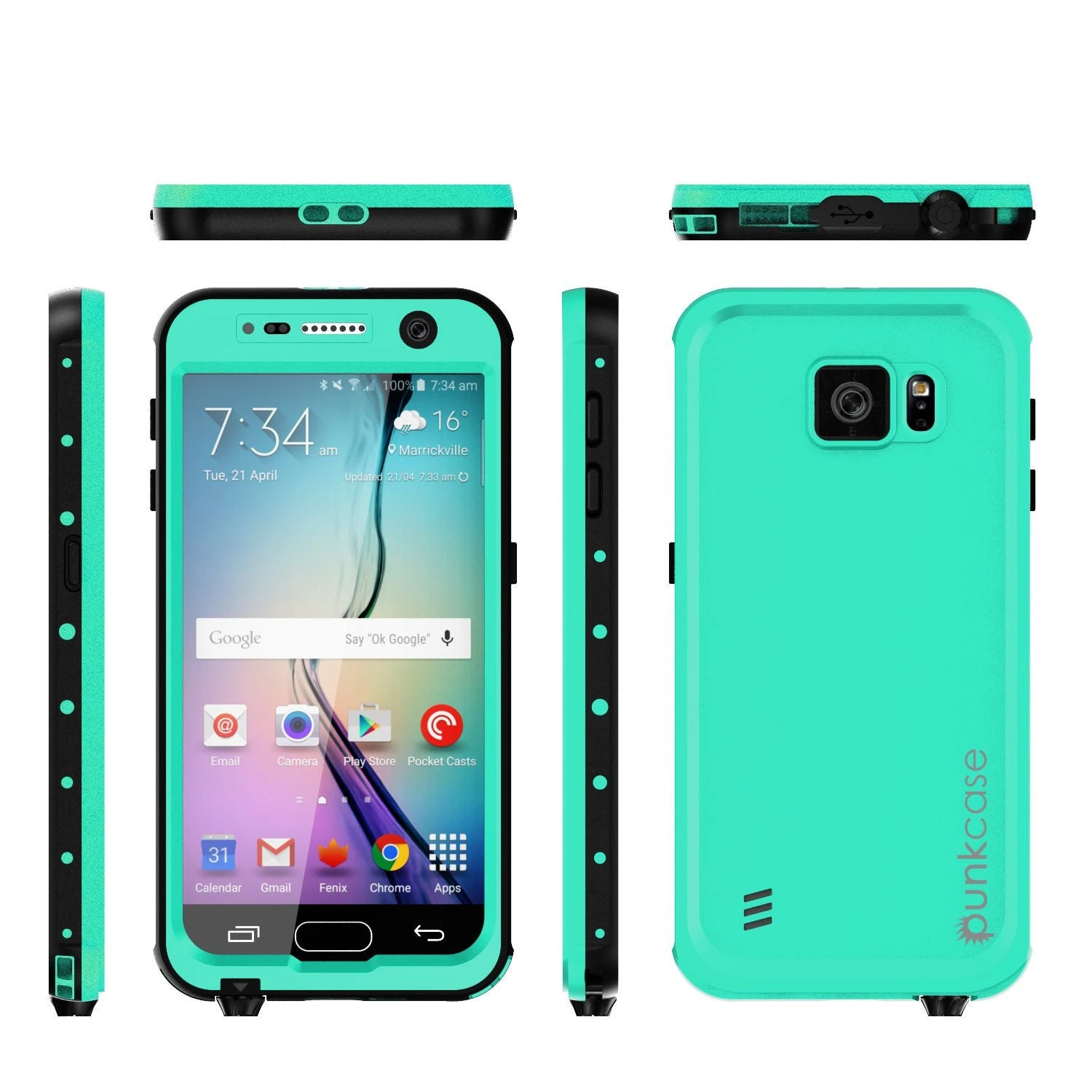 Galaxy S6 Waterproof Case PunkCase StudStar Teal Thin 6.6ft Underwater IP68 Shock/Dirt/Snow Proof 5 Galaxy S6 Waterproof Case PunkCase StudStar Teal Thin 6.6ft Underwater IP68 Shock/Dirt/Snow Proof - Image 3