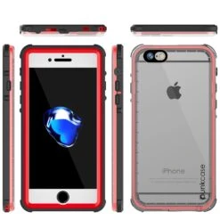 Apple IPhone 8 Waterproof Case, PUNKcase CRYSTAL Red W/ Attached Screen Protector| Warranty