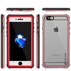 Apple IPhone 7 Waterproof Case, PUNKcase CRYSTAL Red W/ Attached Screen Protector| Warranty