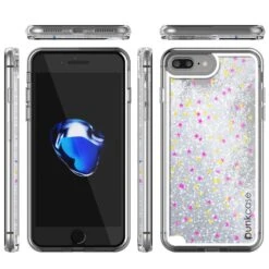 IPhone 7 Plus Case, PunkCase LIQUID Silver Series, Protective Dual Layer Floating Glitter Cover -Phone Vibe Shop group liquid iphone 7plus