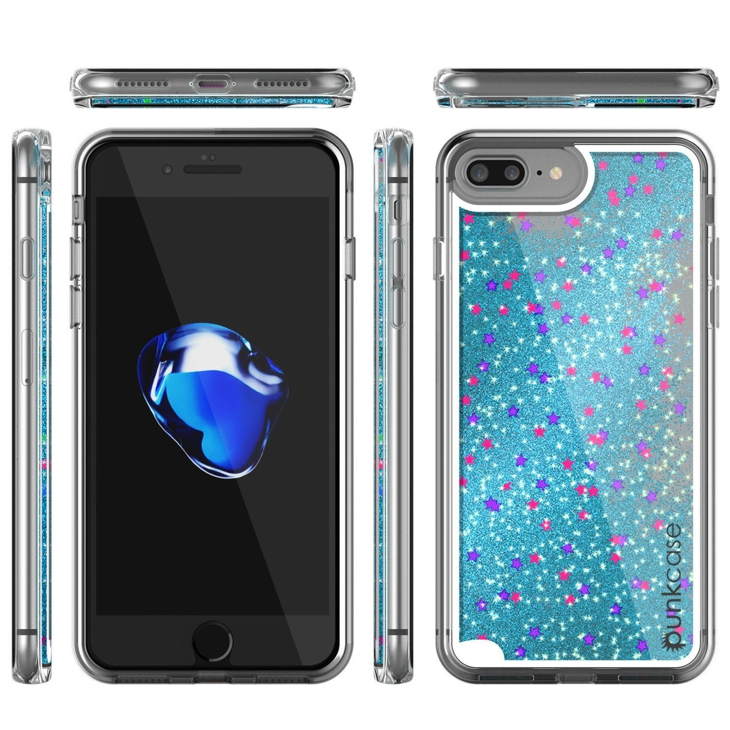 IPhone 8+ Plus Case, PunkCase LIQUID Teal Series, Protective Dual Layer Floating Glitter Cover 5 IPhone 8+ Plus Case, PunkCase LIQUID Teal Series, Protective Dual Layer Floating Glitter Cover - Image 3