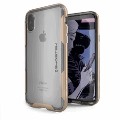 IPhone X Case / IPhone 10 Cover, Ghostek Cloak3 Premium Transparent Tough Rugged Bumper + Unique Diamond Grip Face ID Compatible | Gold