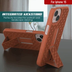 IPhone 15 Case With Tempered Glass Screen Protector, Holster Belt Clip & Built-In Kickstand [Orange] -Phone Vibe Shop image 2025 02 27T161524.914