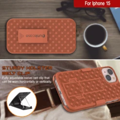 IPhone 15 Case With Tempered Glass Screen Protector, Holster Belt Clip & Built-In Kickstand [Orange] -Phone Vibe Shop image 2025 02 27T161533.263