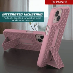 IPhone 15 Case With Tempered Glass Screen Protector, Holster Belt Clip & Built-In Kickstand [Pink] -Phone Vibe Shop image 2025 02 27T161707.566