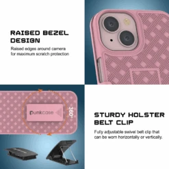 IPhone 15 Case With Tempered Glass Screen Protector, Holster Belt Clip & Built-In Kickstand [Pink] -Phone Vibe Shop image 2025 02 27T161709.099