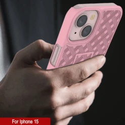 IPhone 15 Case With Tempered Glass Screen Protector, Holster Belt Clip & Built-In Kickstand [Pink] -Phone Vibe Shop image 2025 02 27T161713.536