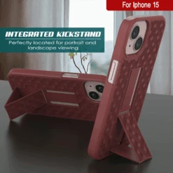IPhone 15 Case With Tempered Glass Screen Protector, Holster Belt Clip & Built-In Kickstand [Red] -Phone Vibe Shop image 2025 02 27T161853.431