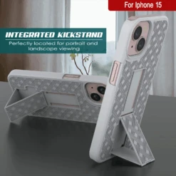 IPhone 15 Case With Tempered Glass Screen Protector, Holster Belt Clip & Built-In Kickstand [White] -Phone Vibe Shop image 2025 02 27T162025.774