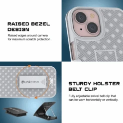 IPhone 15 Case With Tempered Glass Screen Protector, Holster Belt Clip & Built-In Kickstand [White] -Phone Vibe Shop image 2025 02 27T162027.138