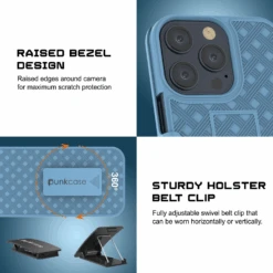 IPhone 15 Pro Case With Tempered Glass Screen Protector, Holster Belt Clip & Built-In Kickstand [Blue] -Phone Vibe Shop image 2025 02 27T165215.104