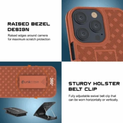 IPhone 15 Pro Case With Tempered Glass Screen Protector, Holster Belt Clip & Built-In Kickstand [Orange] -Phone Vibe Shop image 2025 02 27T165826.697