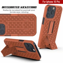 IPhone 15 Pro Case With Tempered Glass Screen Protector, Holster Belt Clip & Built-In Kickstand [Orange] -Phone Vibe Shop image 2025 02 27T165828.607
