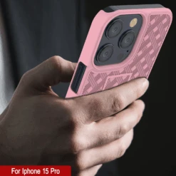 IPhone 15 Pro Case With Tempered Glass Screen Protector, Holster Belt Clip & Built-In Kickstand [Pink] -Phone Vibe Shop image 2025 02 27T170000.533