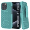 IPhone 15 Pro Case With Tempered Glass Screen Protector, Holster Belt Clip & Built-In Kickstand [Teal] -Phone Vibe Shop image 2025 02 27T171945.384