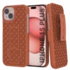 IPhone 15 Plus Case With Tempered Glass Screen Protector, Holster Belt Clip & Built-In Kickstand [Orange]
