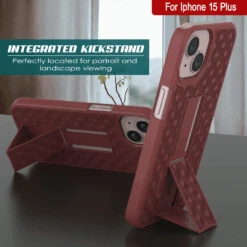 IPhone 15 Plus Case With Tempered Glass Screen Protector, Holster Belt Clip & Built-In Kickstand [Red] -Phone Vibe Shop image 2025 02 27T174658.480