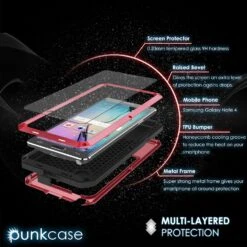 Note 4 Case, Punkcase® METALLIC Series RED W/ TEMPERED GLASS | Aluminum Frame -Phone Vibe Shop iner layers 01425cca 0087 4d1b 8063 f5bb3bf6875b