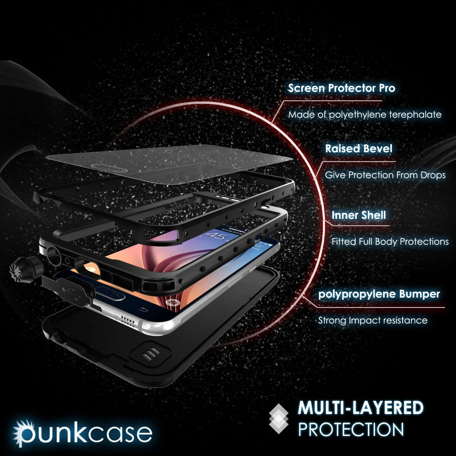 Galaxy S6 Waterproof Case PunkCase StudStar Black Thin 6.6ft Underwater IP68 Shock/Dirt/Snow Proof 4 Galaxy S6 Waterproof Case PunkCase StudStar Black Thin 6.6ft Underwater IP68 Shock/Dirt/Snow Proof - Image 2