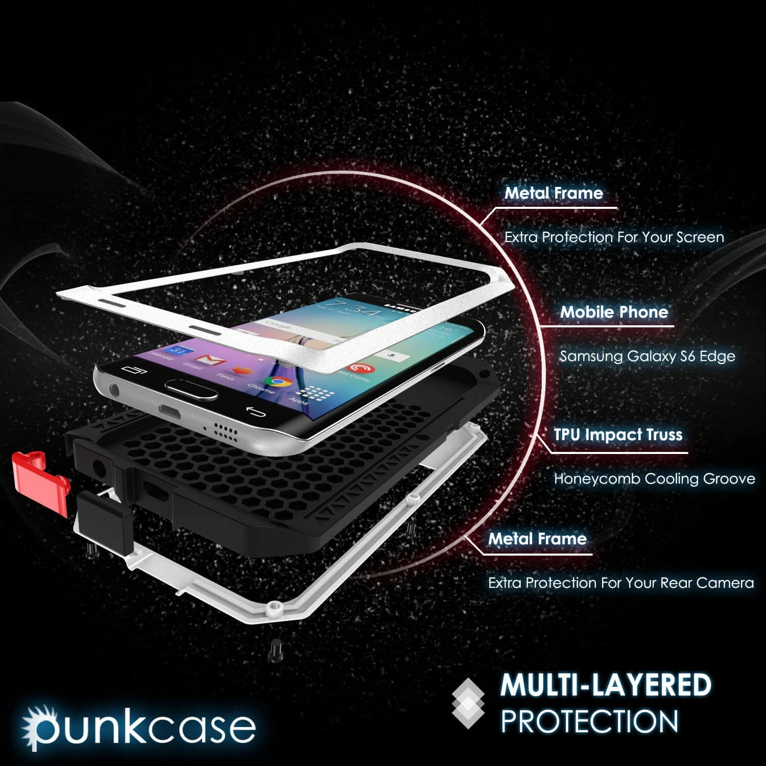 Galaxy S6 EDGECase, PUNKcase Metallic White ShockproofSlim Metal Armor Case 4 Galaxy S6 EDGECase, PUNKcase Metallic White ShockproofSlim Metal Armor Case - Image 2