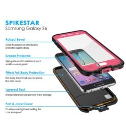 Galaxy S6 Waterproof Case, Punkcase SpikeStar Pink Water/Shock/Dirt/Snow Proof | Lifetime Warranty -Phone Vibe Shop inner 0bac9670 c690 4596 a01b 1e4c74eec5b0