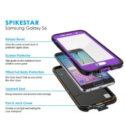 Galaxy S6 Waterproof Case, PunkCase SpikeStar Purple Water/Shock/Dirt/Snow Proof | Lifetime Warranty -Phone Vibe Shop inner 88fbb919 1465 40c2 84f2 0dc2f2c7011f