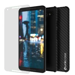 Google Pixel 2 XLCarbonShield Heavy Duty & Ultra Thin 2 Piece Dual Layer PU Leather Cover [shockproof][non Slip] With Tempered Glass Screen Protector For Google Pixel 2 XL [Jet Black] -Phone Vibe Shop inner carbon case google pixel 2 XL