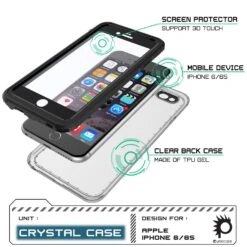 IPhone 6+/6S+ Plus Waterproof Case, PUNKcase CRYSTAL Black W/ Attached Screen Protector | Warranty -Phone Vibe Shop inner crystal case iphone 6 2ba48ea8 5c58 42df a75c 3795ed690e3a