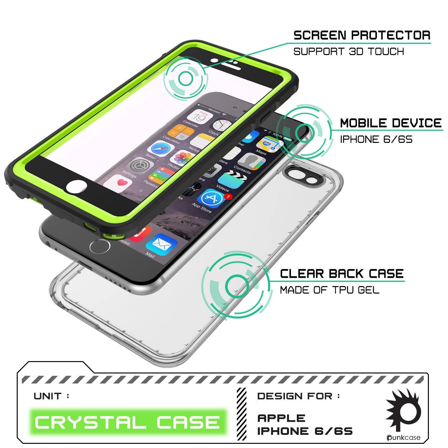 IPhone 6+/6S+ Plus Waterproof Case, PUNKcase CRYSTAL Light GreenW/ Attached Screen Protector 7 IPhone 6+/6S+ Plus Waterproof Case, PUNKcase CRYSTAL Light GreenW/ Attached Screen Protector - Image 5