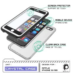 IPhone 6+/6S+ Plus Waterproof Case, PUNKcase CRYSTAL White W/ Attached Screen Protector | Warranty -Phone Vibe Shop inner crystal case iphone 6 756f4d03 8801 4f05 8a0c cae5bfdaaa76