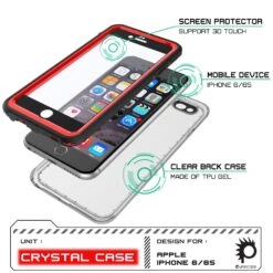 IPhone 6/6S Waterproof Case, PUNKcase CRYSTAL Red W/ Attached Screen Protector| Warranty -Phone Vibe Shop inner crystal case iphone 6 7c74500c 2deb 451d bc0f c004ae9e4ef5