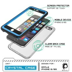 IPhone 6/6S Waterproof Case, PUNKcase CRYSTAL Light BlueW/ Attached Screen Protector| Warranty -Phone Vibe Shop inner crystal case iphone 6 f0ec378f aa2d 47fe 9462 919f2d9dc37c