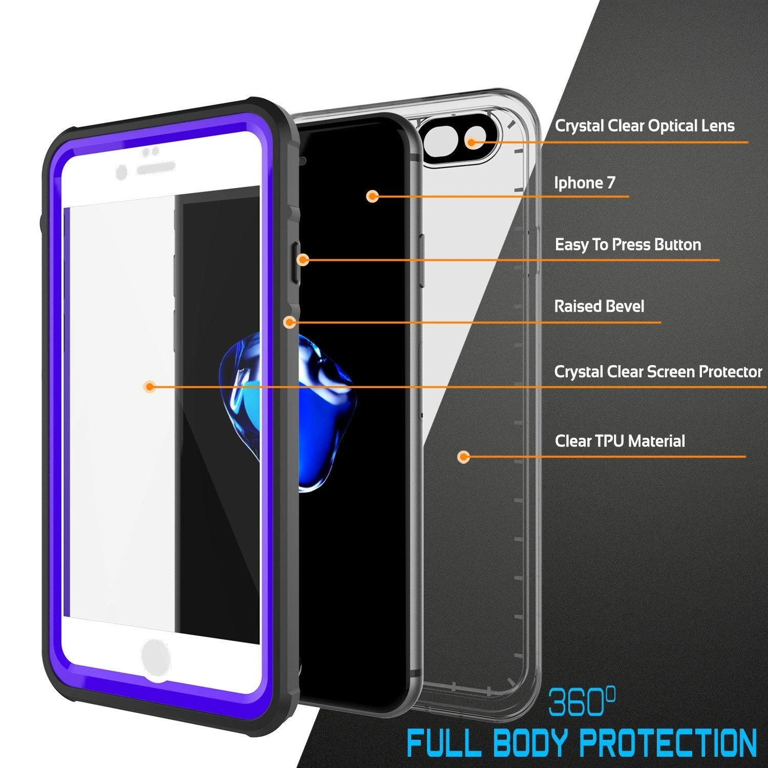 Apple IPhone 8 Waterproof Case, PUNKcase CRYSTAL Purple W/ Attached Screen Protector| Warranty 6 Apple IPhone 8 Waterproof Case, PUNKcase CRYSTAL Purple W/ Attached Screen Protector| Warranty - Image 4