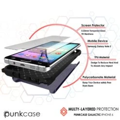 Galaxy Note 5 Case PunkCase Galactic Charcoal Series Slim Armor Soft Cover Case W/ Tempered Glass -Phone Vibe Shop inner layers 7d2149a5 c0e0 4d58 803a 800fc35b854b