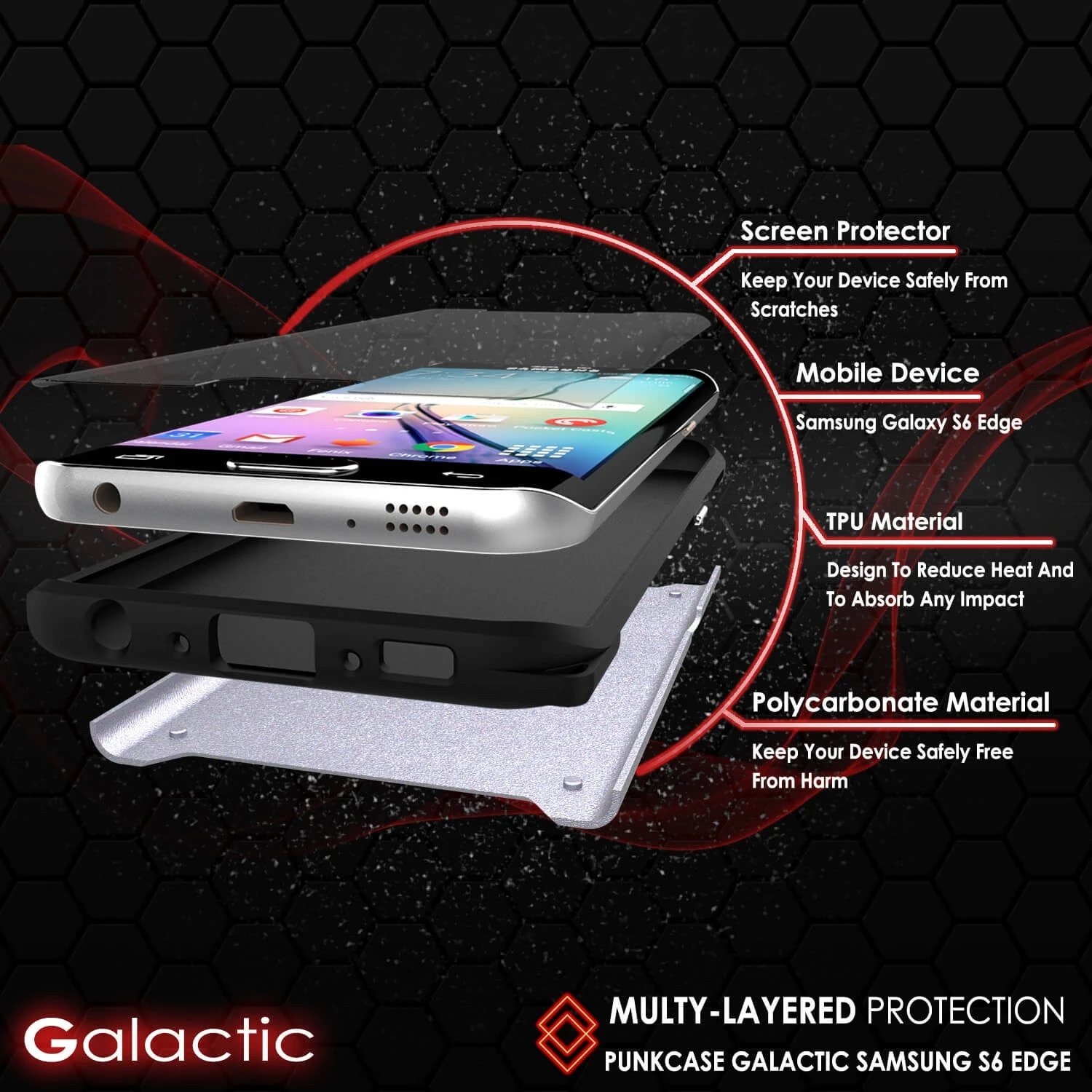 Galaxy S6 EDGE Plus Case PunkCase Galactic SIlver Series Slim Armor Soft Cover W/ Screen Protector 4 Galaxy S6 EDGE Plus Case PunkCase Galactic SIlver Series Slim Armor Soft Cover W/ Screen Protector - Image 2