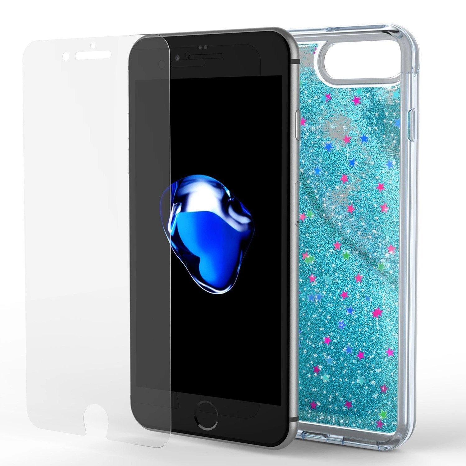 IPhone 8+ Plus Case, PunkCase LIQUID Teal Series, Protective Dual Layer Floating Glitter Cover 4 IPhone 8+ Plus Case, PunkCase LIQUID Teal Series, Protective Dual Layer Floating Glitter Cover - Image 2