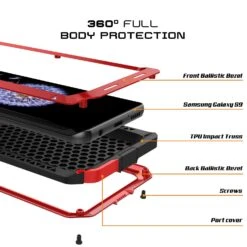 Galaxy S9 Metal Case, Heavy Duty Military Grade Rugged Armor Cover [shock Proof] Hybrid Full Body Hard Aluminum & TPU Design [non Slip] W/ Prime Drop Protection For Samsung Galaxy S9 [Red] -Phone Vibe Shop inner metallic case Galaxy S9 ca233a65 1949 42bc bf11 f07877279ae0