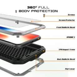 IPhone X Metal Case, Heavy Duty Military Grade Rugged Armor Cover [shock Proof] Hybrid Full Body Hard Aluminum & TPU Design -Phone Vibe Shop inner metallic case iphone X a6e97c7a d885 46c1 a087 47073a2f4985