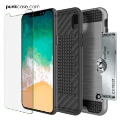 IPhone X Case, PUNKcase [SLOT Series] Slim Fit Dual-Layer Armor Cover & Tempered Glass PUNKSHIELD Screen Protector For Apple IPhone X [Black] -Phone Vibe Shop inner slot case iphone x