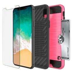 IPhone X Case, PUNKcase [SLOT Series] Slim Fit Dual-Layer Armor Cover & Tempered Glass PUNKSHIELD Screen Protector For Apple IPhone X [Pink] -Phone Vibe Shop inner slot case iphone x 7b578cd6 8bc3 42c8 8953 065ca6a3388f