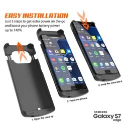 Galaxy S7 EDGE Battery Case, Punkcase 5200mAH Charger Case W/ Screen Protector | Integrated Kickstand & USB Port | IntelSwitch [Black] -Phone Vibe Shop instalation batterycase s7edge