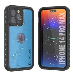 IPhone 14 Pro Max Waterproof IP68 Case, Punkcase [Light Blue] [StudStar Series] [Slim Fit] [Dirtproof]