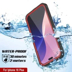 IPhone 16 Plus Waterproof Case, Punkcase [Extreme Mag Series] Armor Cover W/ Built In Screen Protector [Red] -Phone Vibe Shop iphone 16 plus waterproof case punkcase extreme mag series slim fit ip68 certified shockproof snowproof dirtproof military grade rugged innovative design armor cover 3 969a2b15 ea3d 4